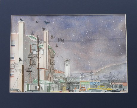 Winter Eve Old Firehall 1, 11x16, Feb 2017