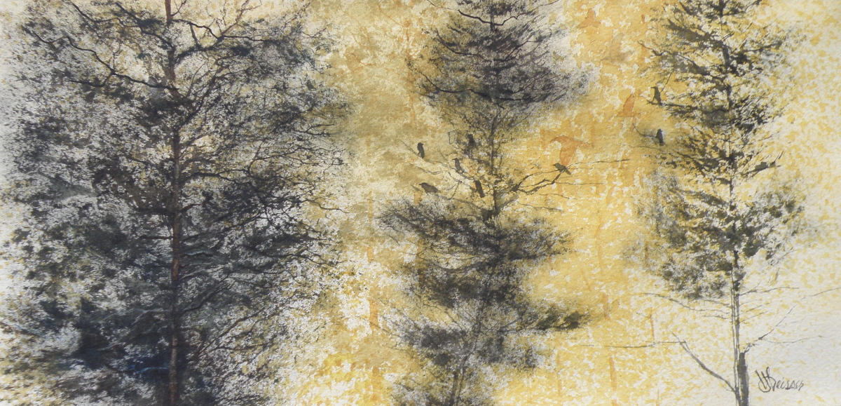 Three Pines, 8 x16, Sept 2019