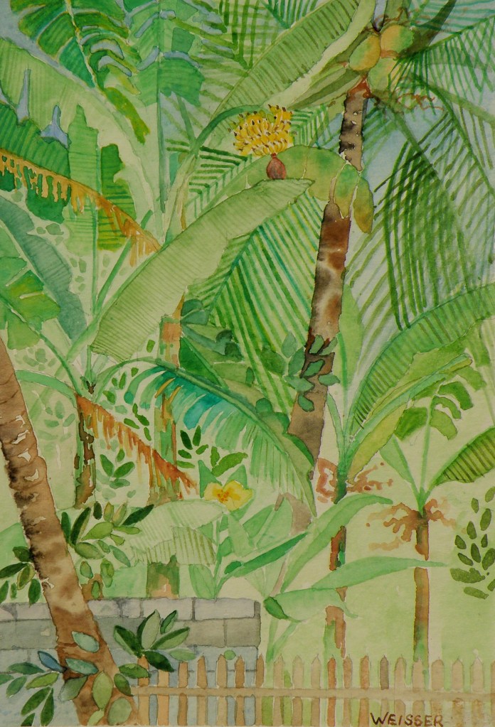 This image has an empty alt attribute; its file name is weisserlancebulacan-backyard5x7watercolour175.jpg